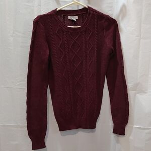 Pure By Alfred Sung Burgundy Cable Knit Sweater Size S